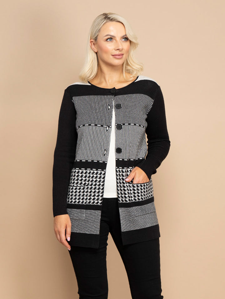 Button Jumper - Black/Ivory