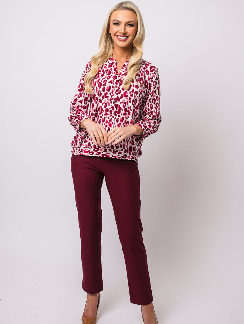 Stand Collar Blouse - Berry