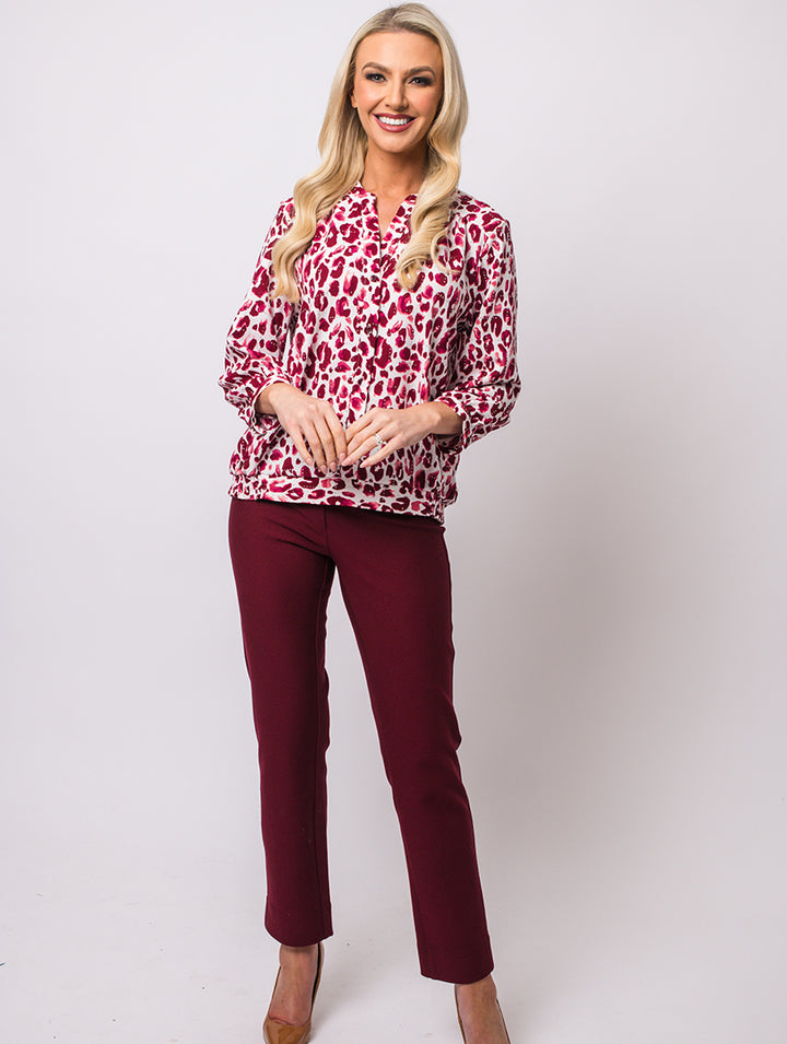 Stand Collar Blouse - Berry