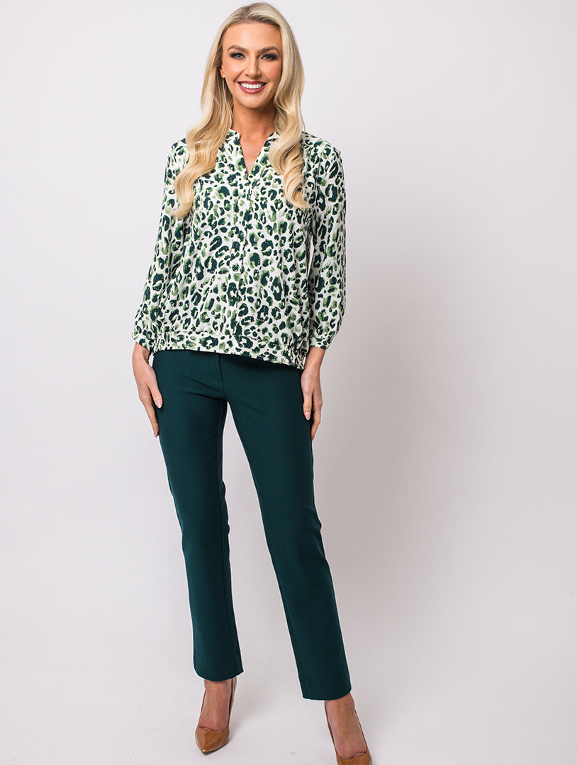 Stand Collar Blouse - Pine