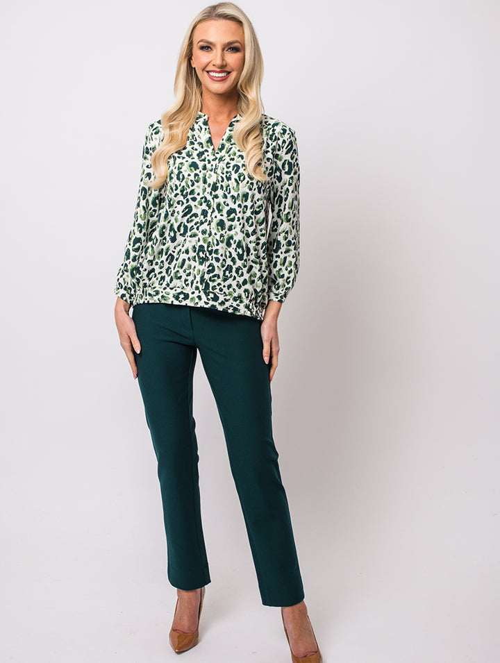 Stand Collar Blouse - Pine