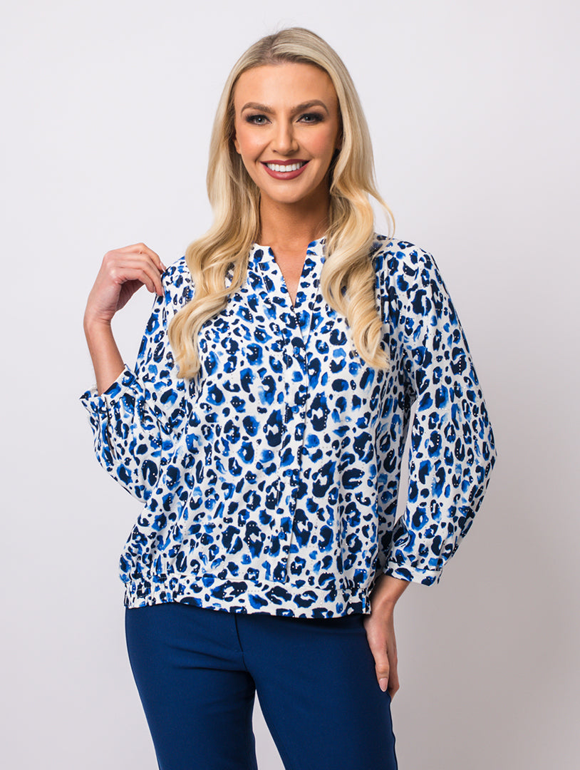 Stand Collar Blouse - Royal