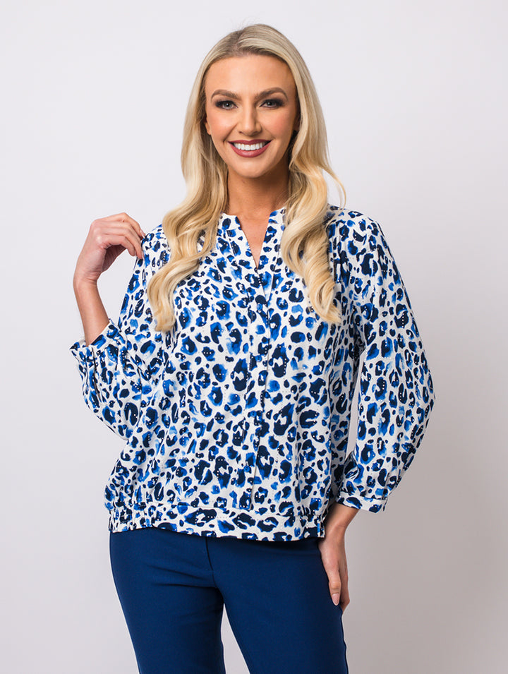 Stand Collar Blouse - Royal