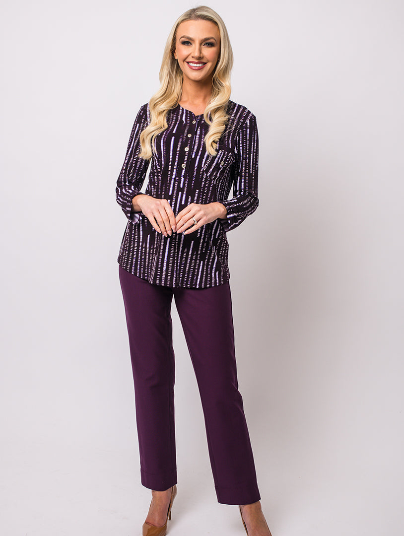 5 Button Top - Mulberry