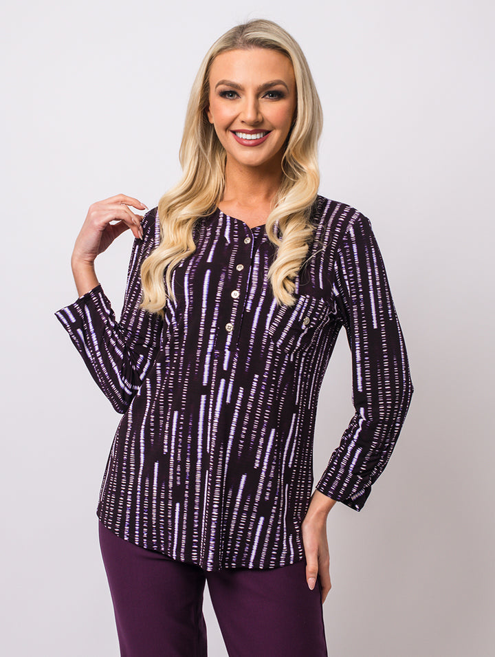 5 Button Top - Mulberry