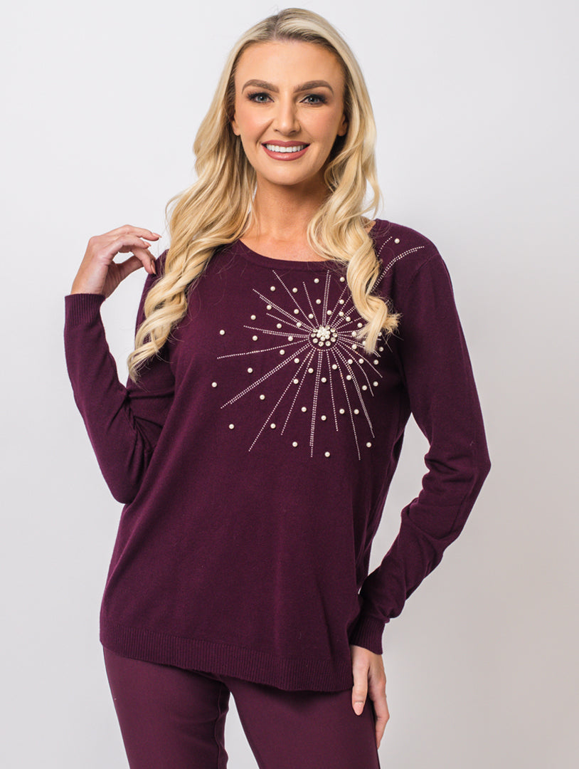 Diamonte Knit - Wine