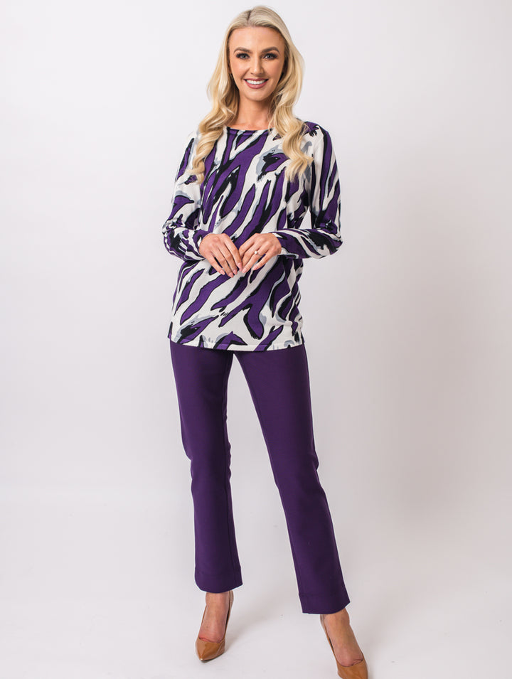 Zebra Printed Jumper - Damson Multi