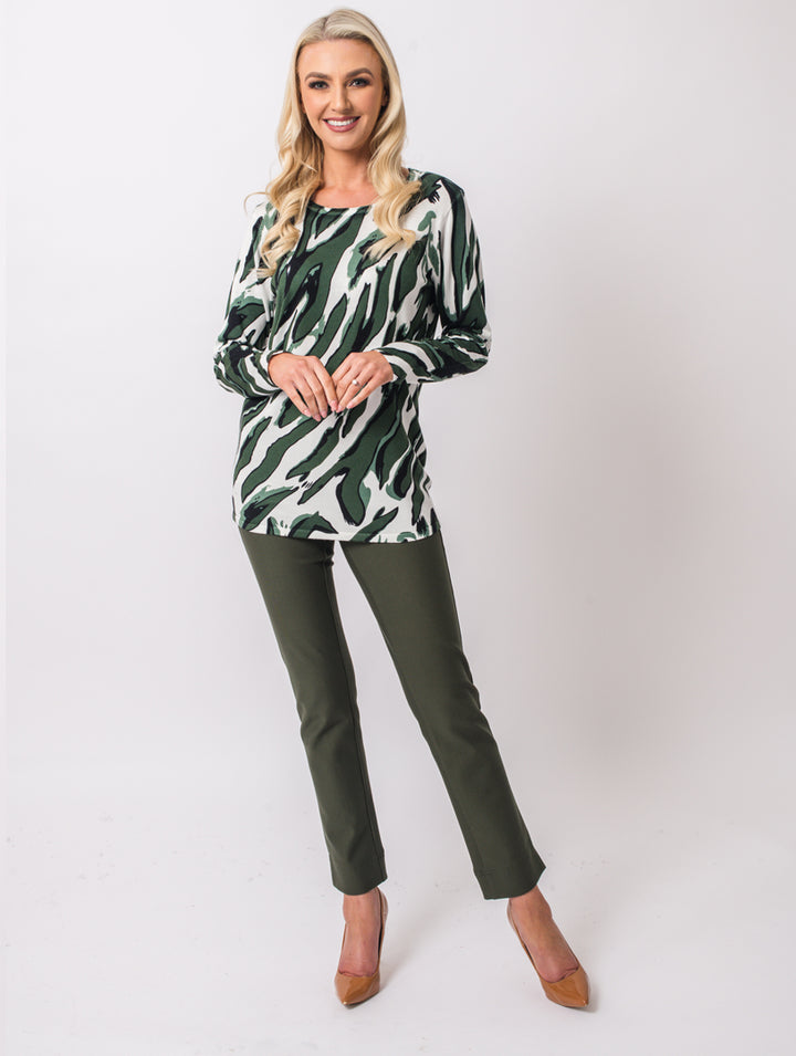 Zebra Printed Jumper - Olive Multi