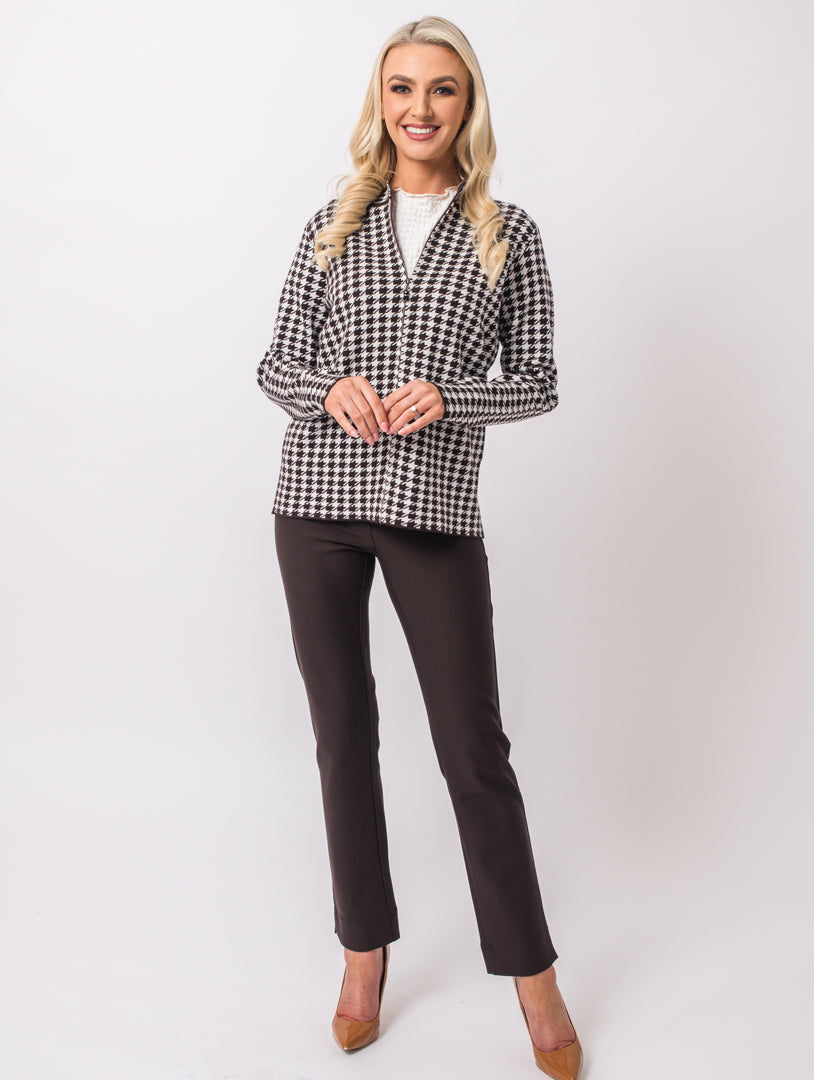 Zip Cardigan - Chocolate Multi