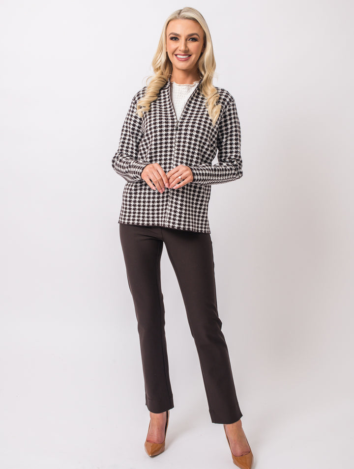 Zip Cardigan - Chocolate Multi