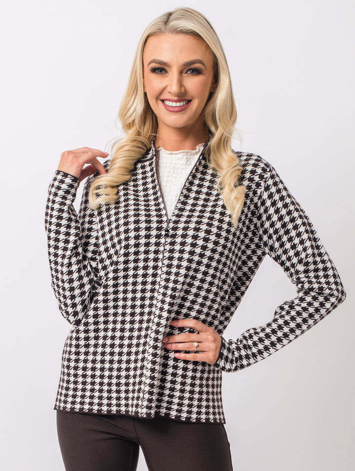 Zip Cardigan - Chocolate Multi