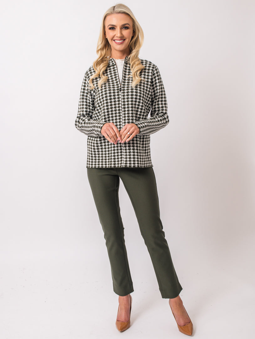 Zip Cardigan - Olive Multi