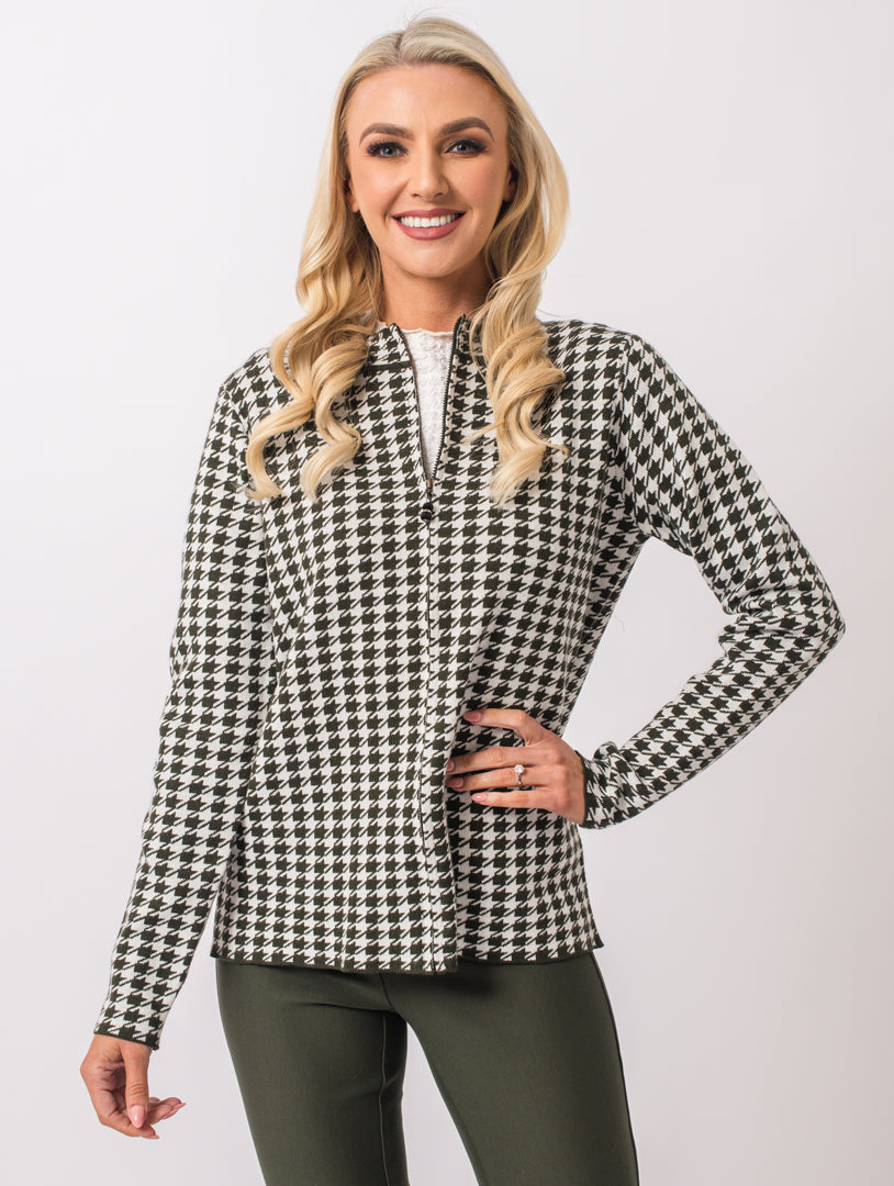 Zip Cardigan - Olive Multi