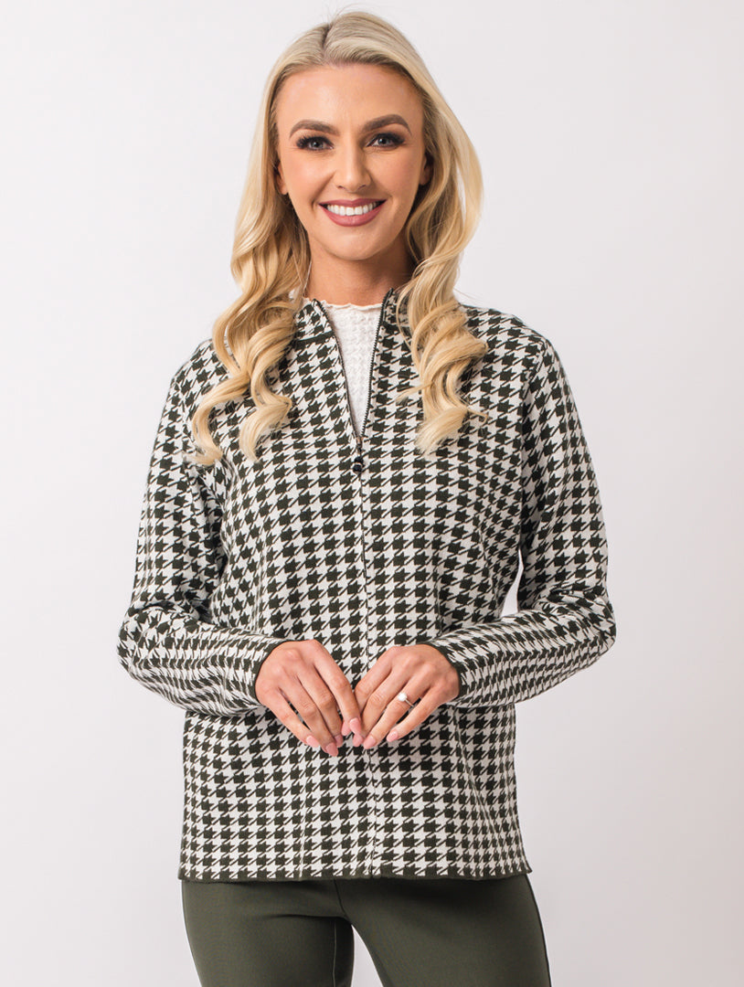 Zip Cardigan - Olive Multi