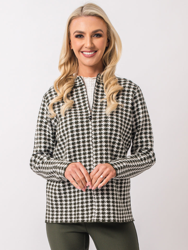 Zip Cardigan - Olive Multi