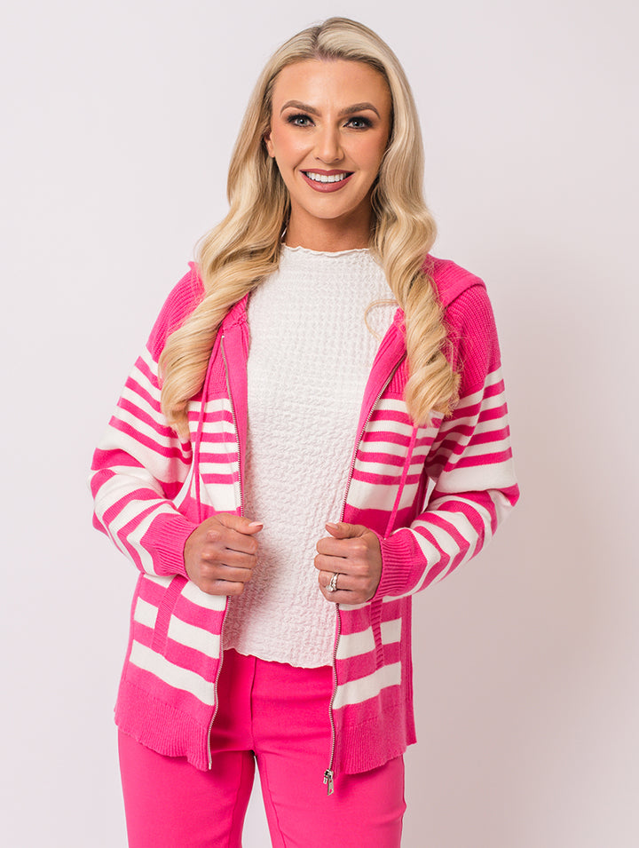 Zip Cardigan - Cerise