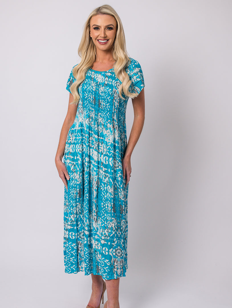 Tribal Print Dress - Blue