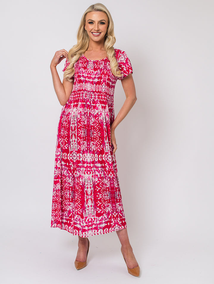 Tribal Print Dress - Pink Multi