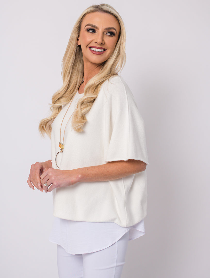 Short Sleeve Knit - Ivory - One Size