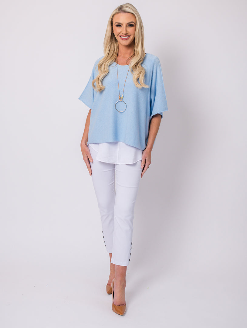 Short Sleeve Knit - Lt Blue - One Size