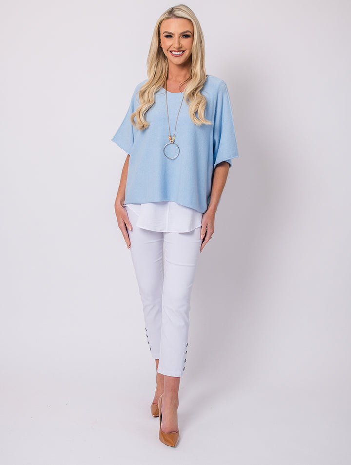 Short Sleeve Knit - Lt Blue - One Size