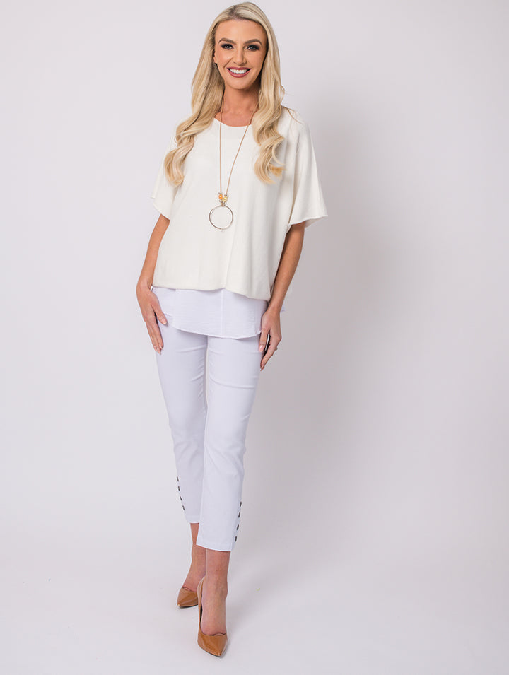Short Sleeve Knit - Ivory - One Size