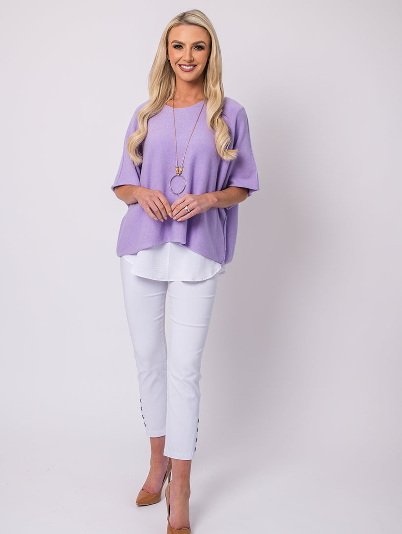 Short Sleeve Knit - Lilac - One Size