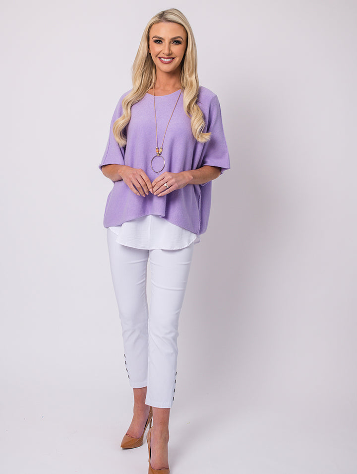 Short Sleeve Knit - Lilac - One Size