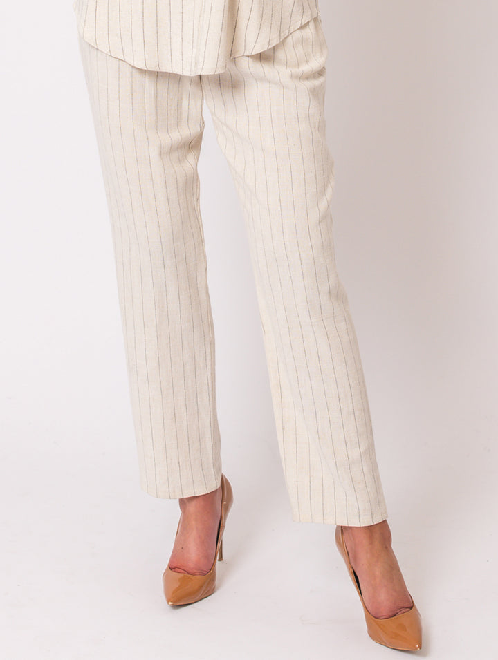 25" Stripe Trousers - Beige