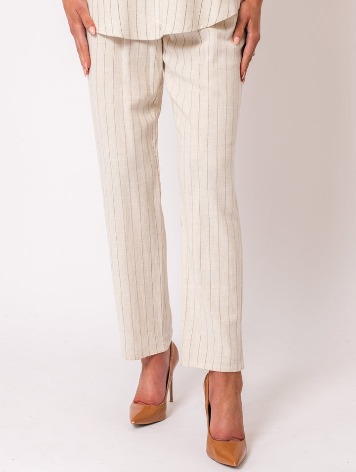 25" Stripe Trousers - Beige