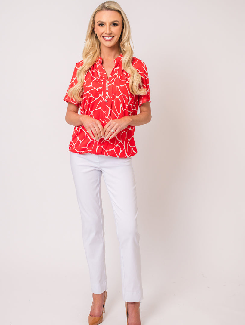 Half Sleeve Top - Red