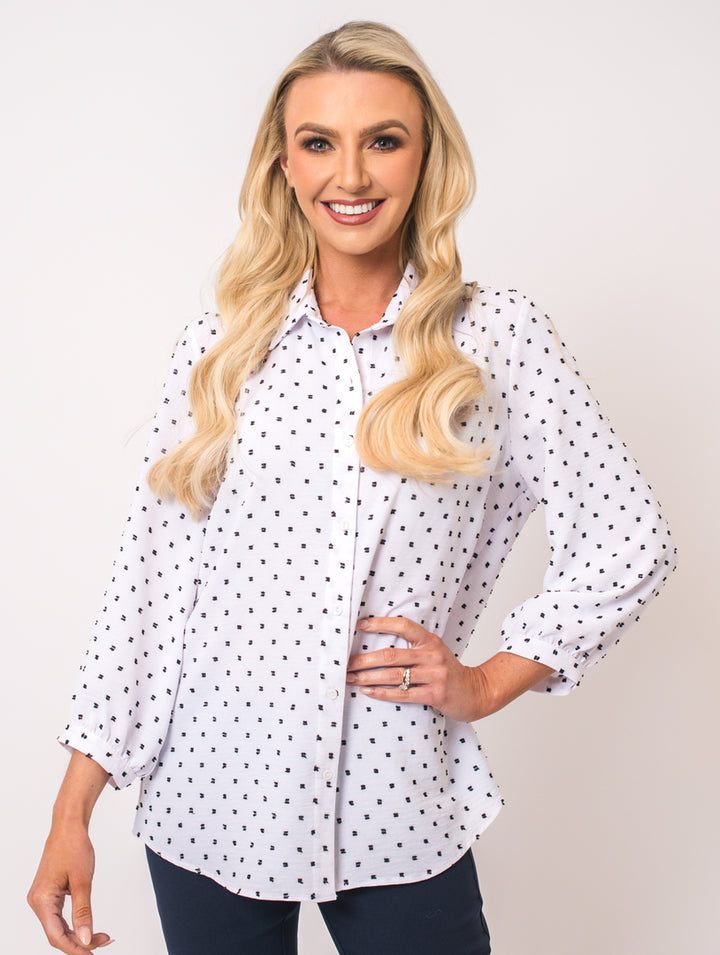 Polka Dot Blouse - White