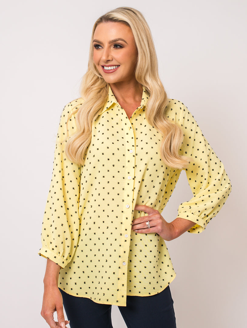 Polka Dot Blouse - Lemon
