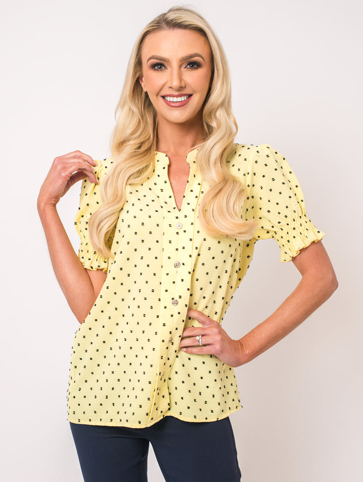 Half Sleeve Blouse - Lemon