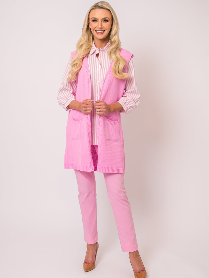 Sleeveless Cardigan - Baby Pink