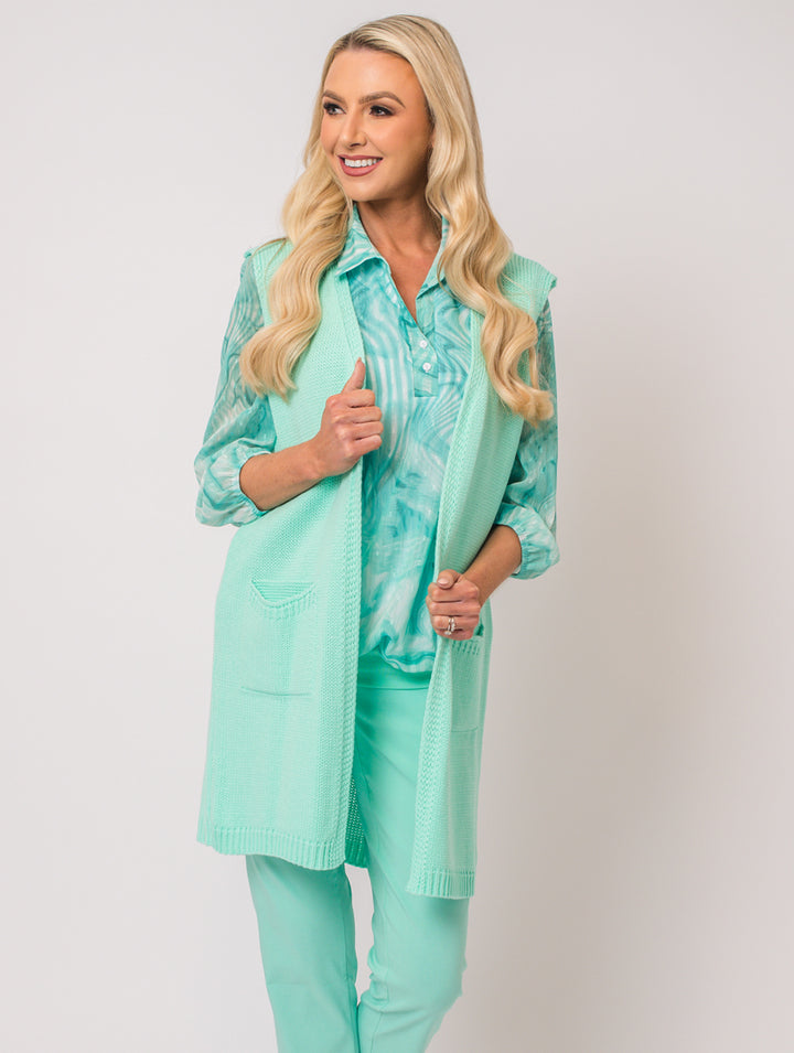 Lined Collar Blouse - Mint