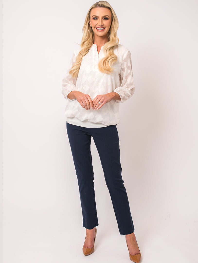Lined Blouse - Ivory/Gold