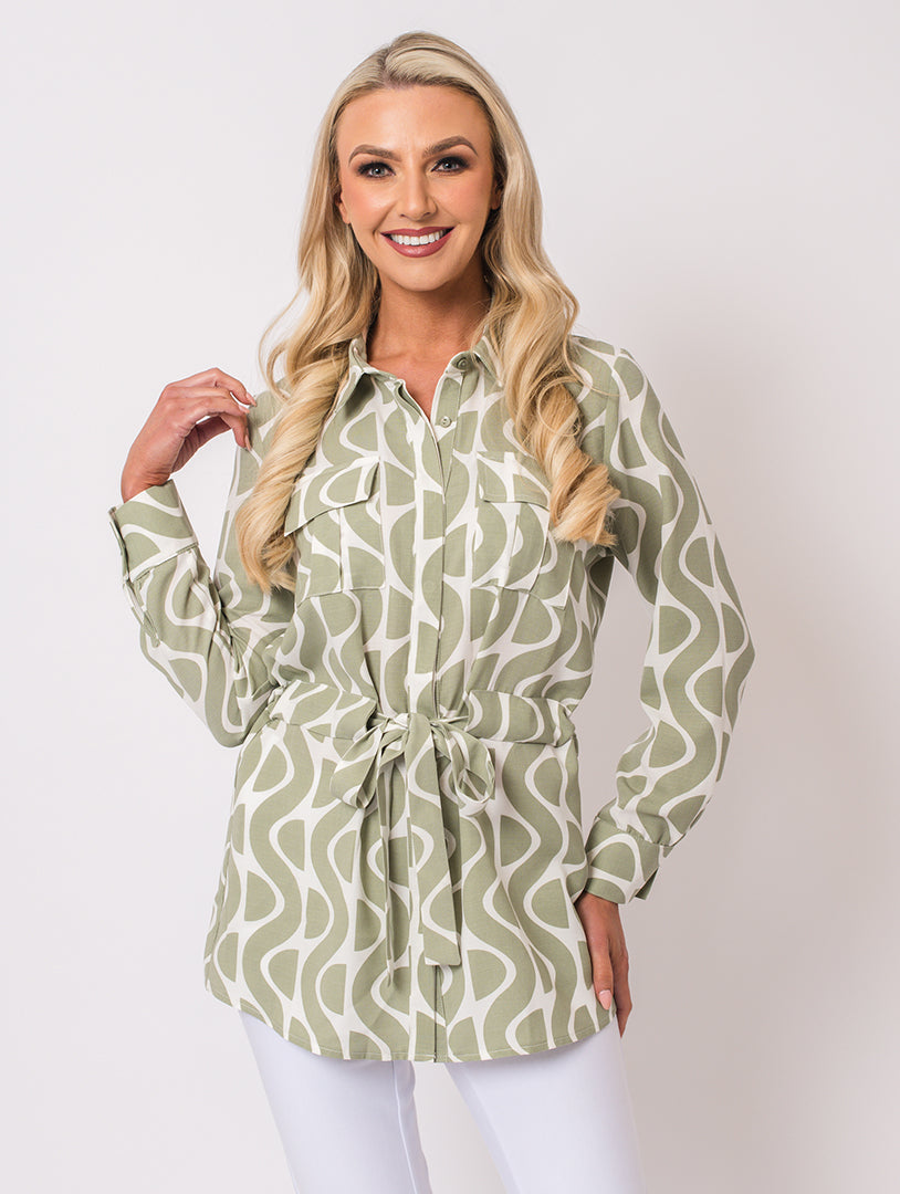 Tie Belt Top - Khaki