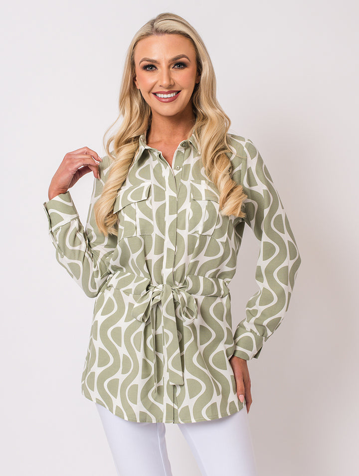 Tie Belt Top - Khaki