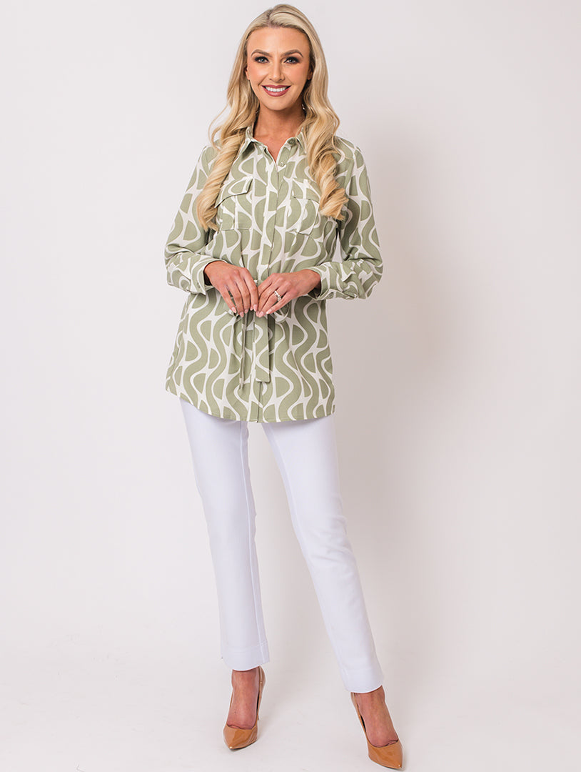 Tie Belt Top - Khaki