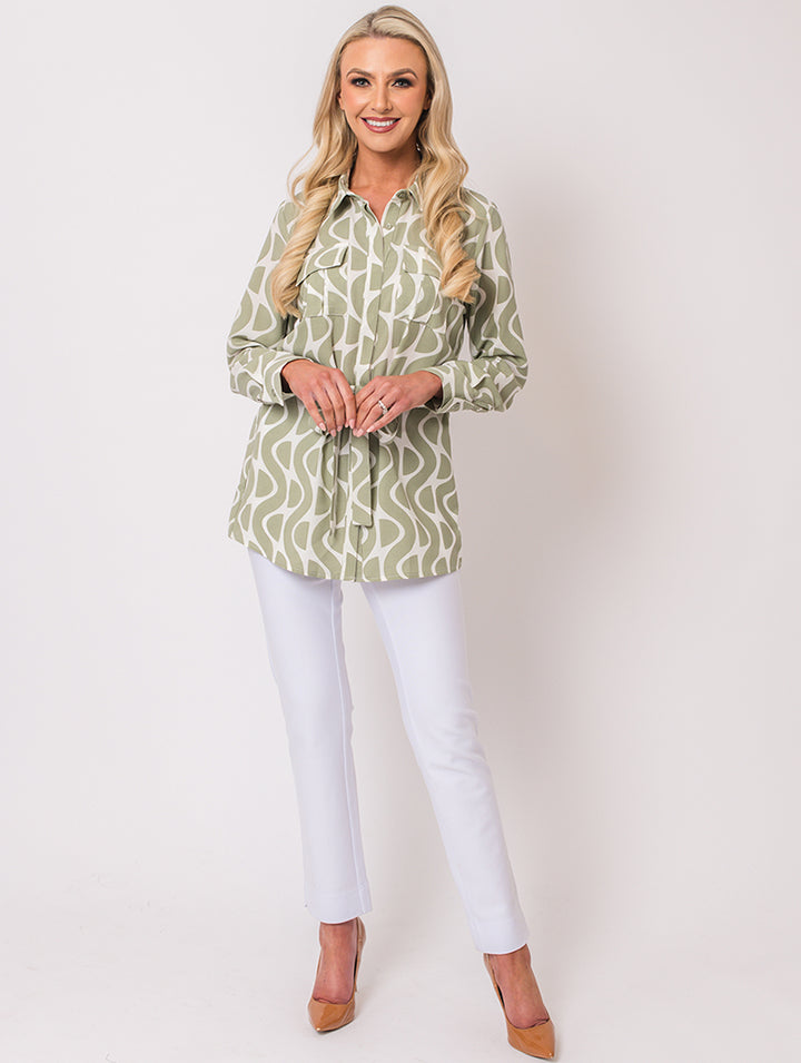 Tie Belt Top - Khaki