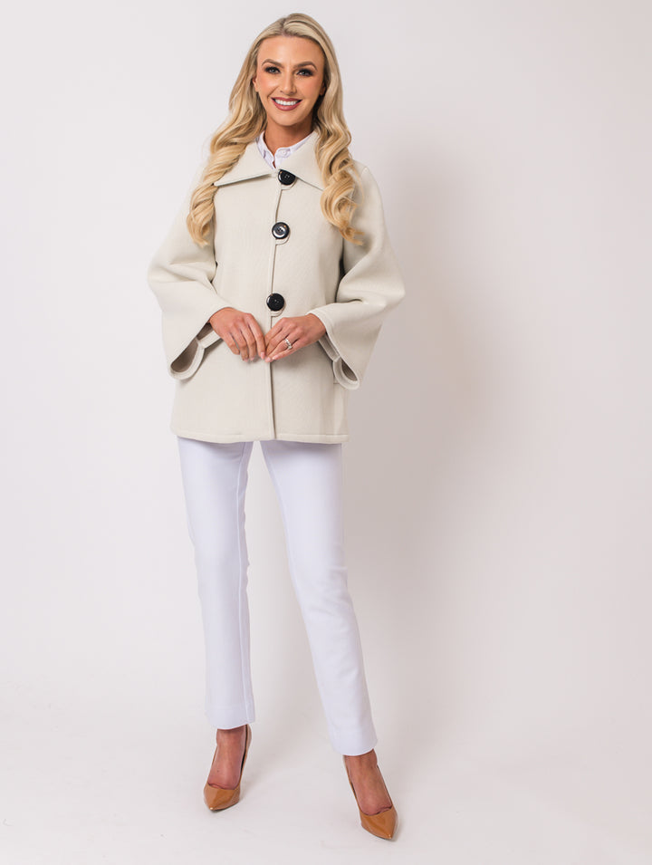 3 Button Coat - Lt Beige