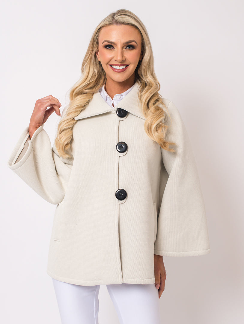3 Button Coat - Lt Beige