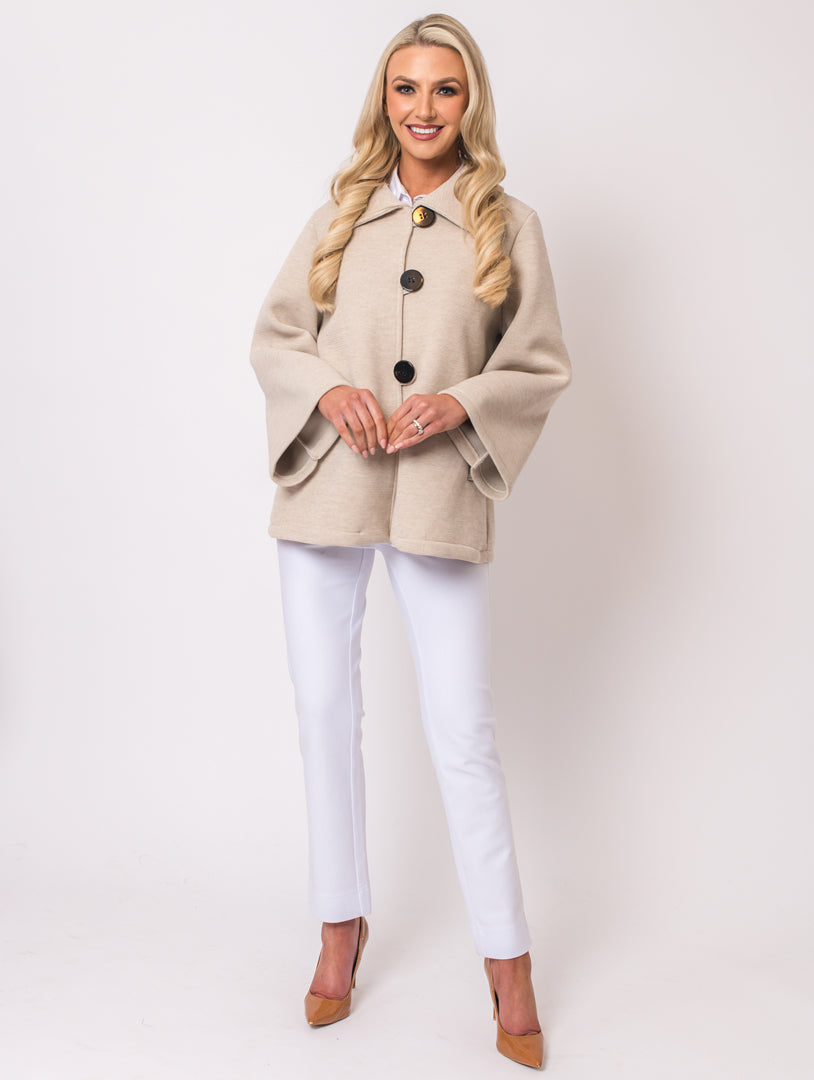 3 Button Coat - Stone