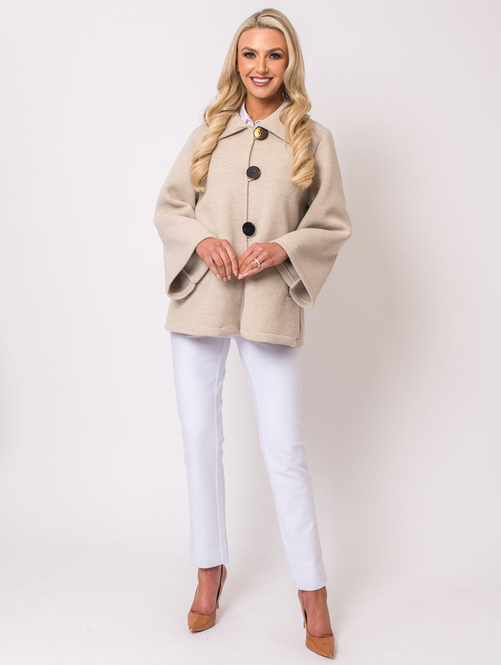 3 Button Coat - Stone