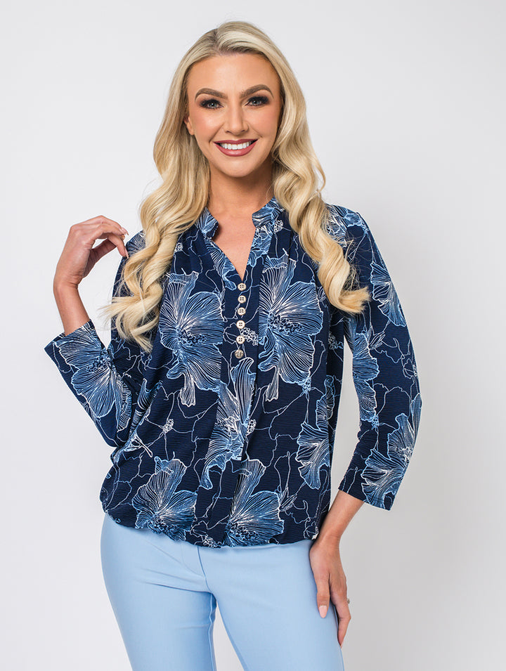 Button Top - Baby Blue