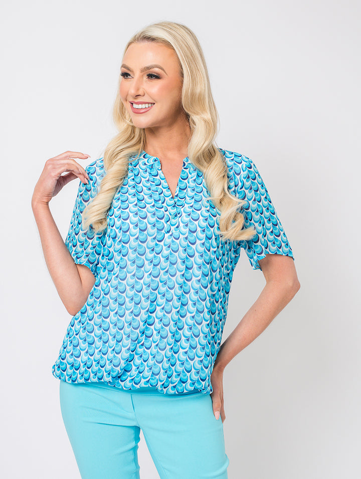 Half Sleeve Blouse - Turq