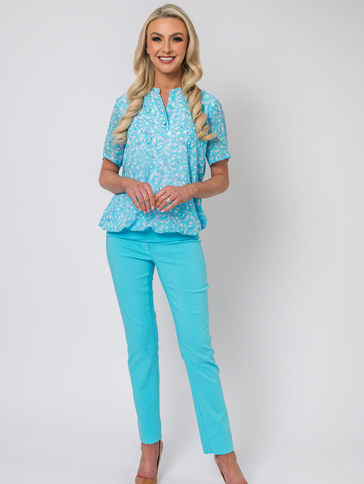 Half Sleeve Blouse - Turq