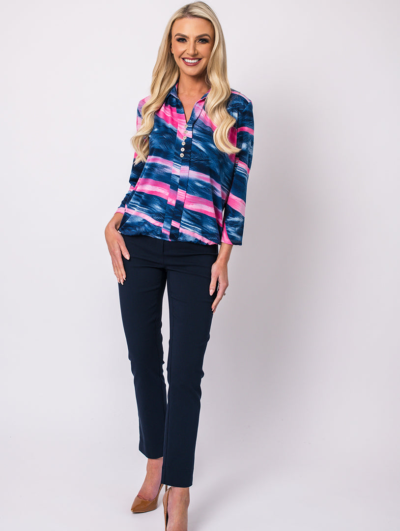 Shirt Collar Top - Cerise