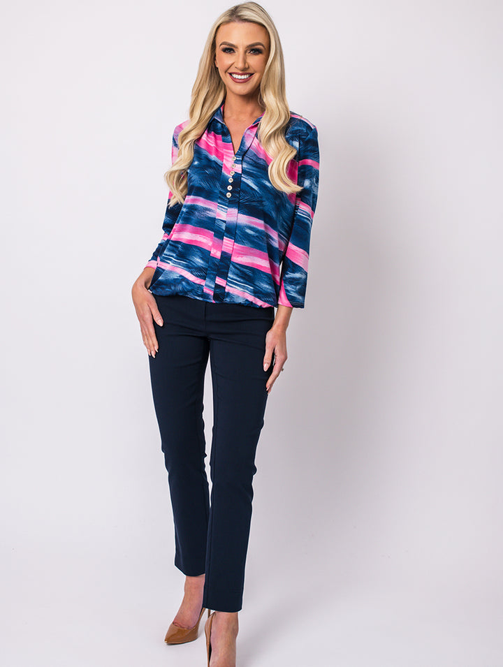 Shirt Collar Top - Cerise